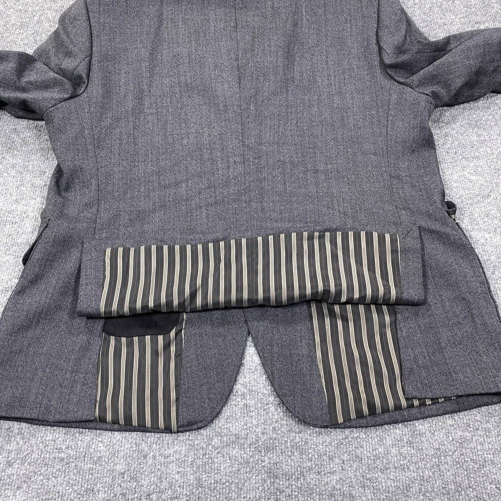 Stafford Essentials Sport Coat Mens 48R Gray Wool Blend‎ Herringbone Slim Fit
